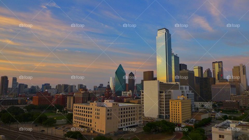 Sunset view of city of dallas