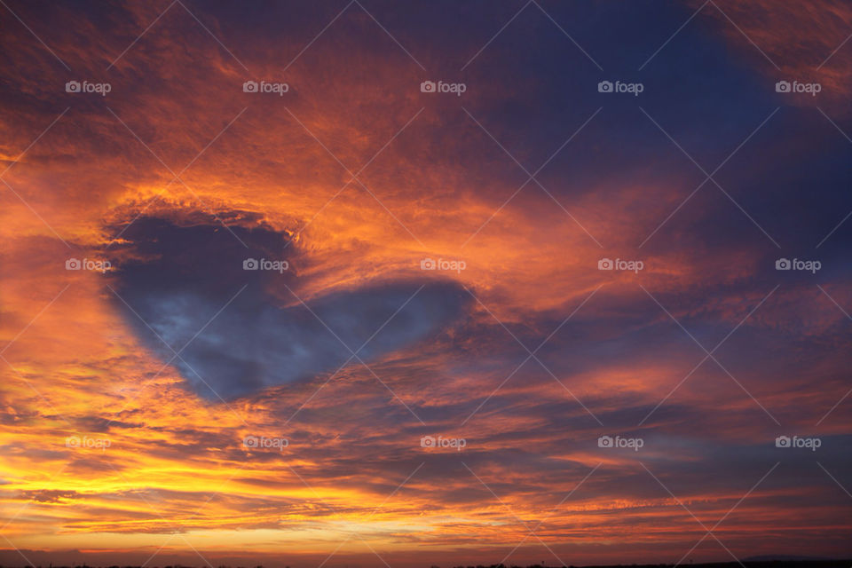Heart shape in dramatic sky