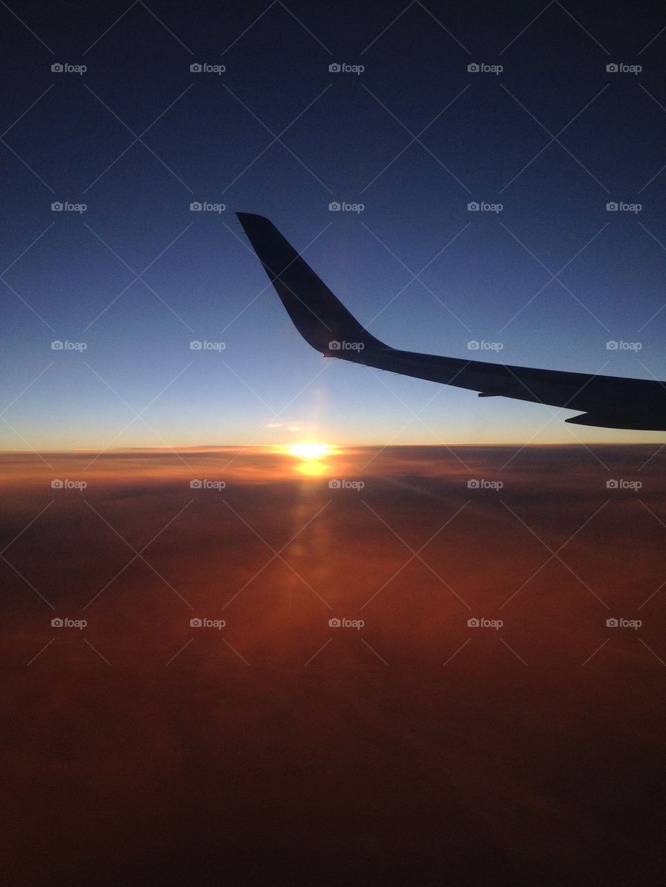 Sunset from airplane