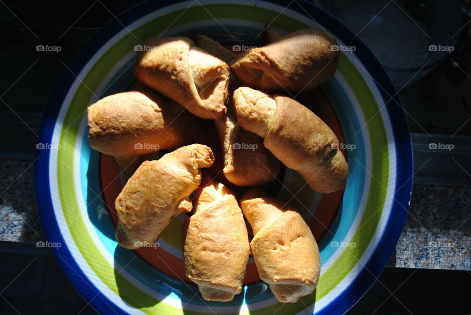 Home made  baked croissants