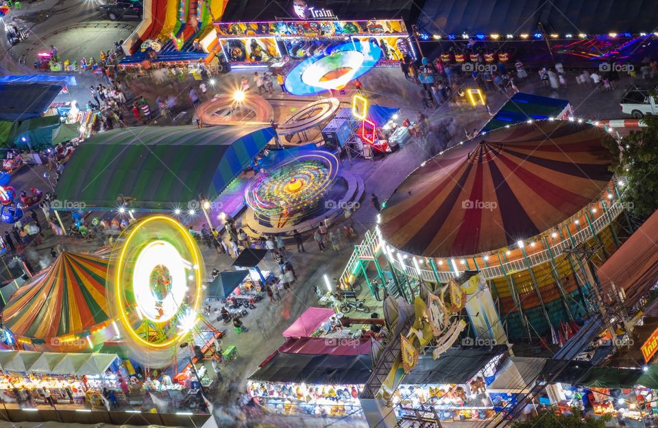 Thailand-October 28 2019:Big Thai temple fair in Samut Prakarn Province Thailand