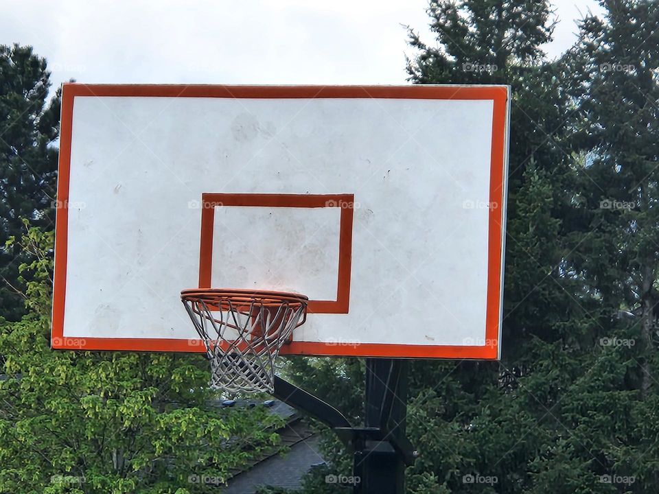 basketball hoop in the park closeup