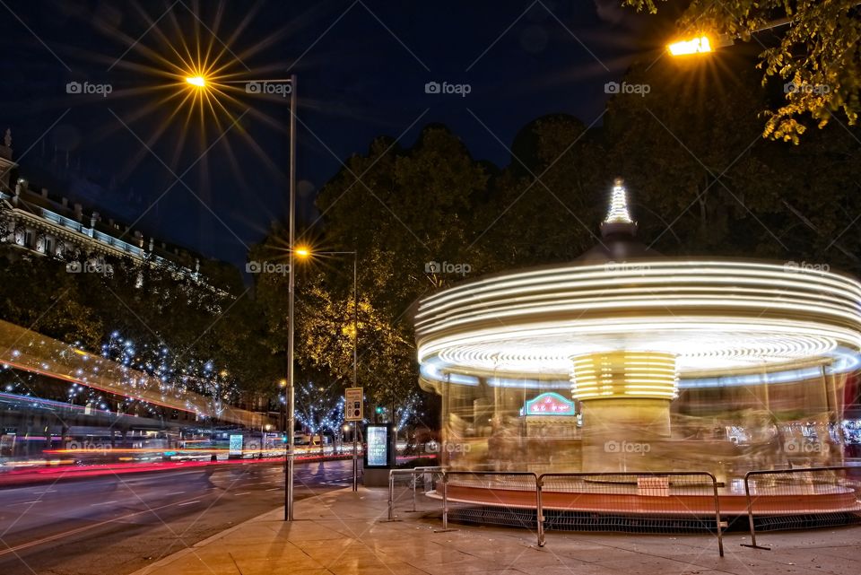Carousel illuminated in Madrid 