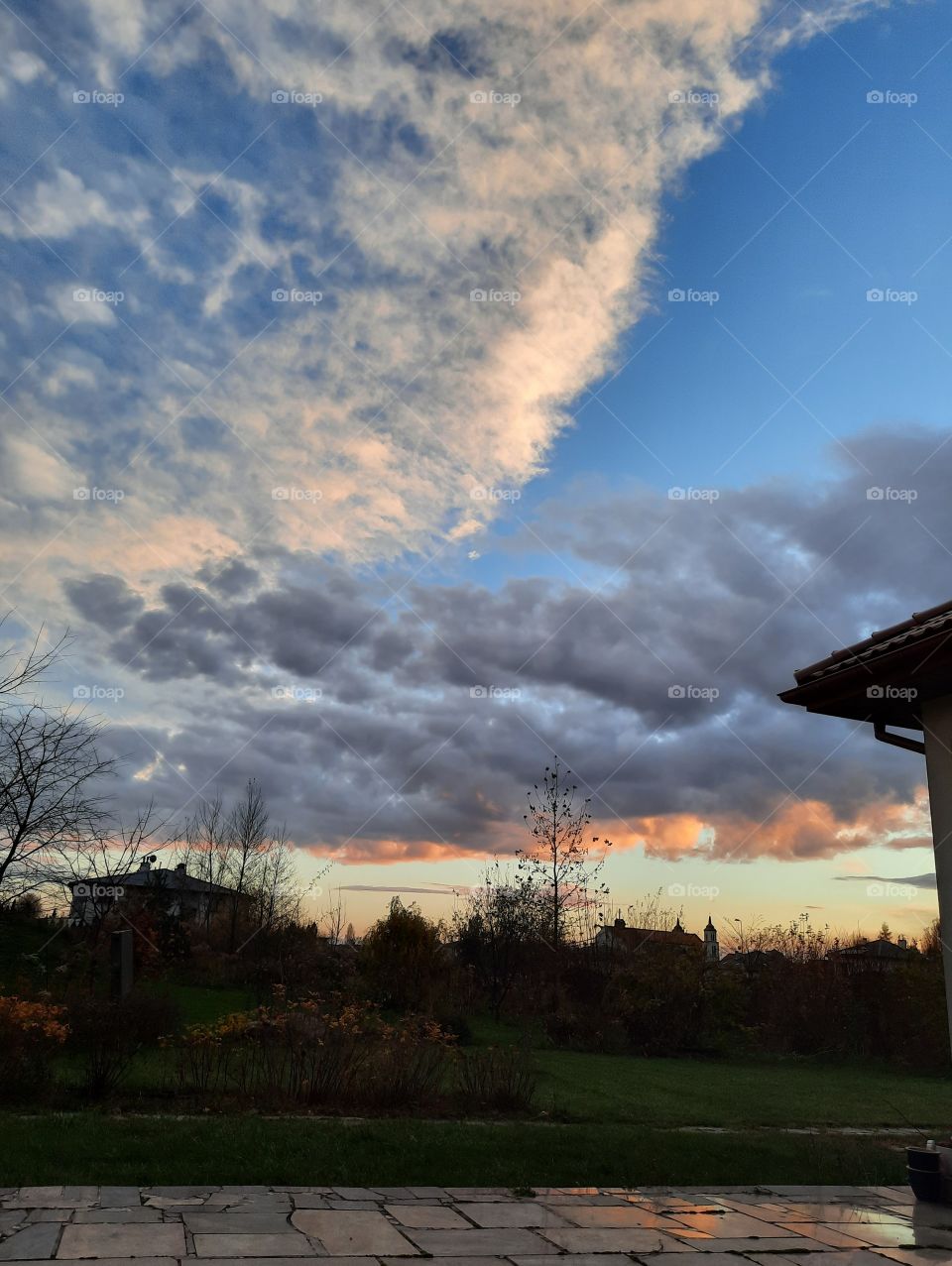 colourful  sky with clouds at autumn  evening