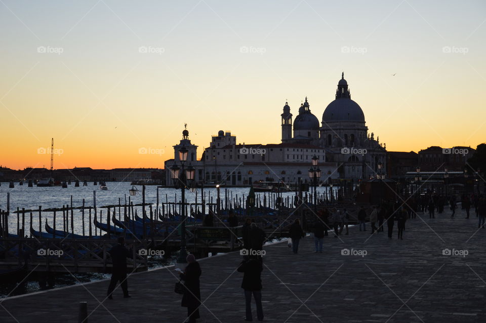 silhouette of a glimpse of the city of Venice