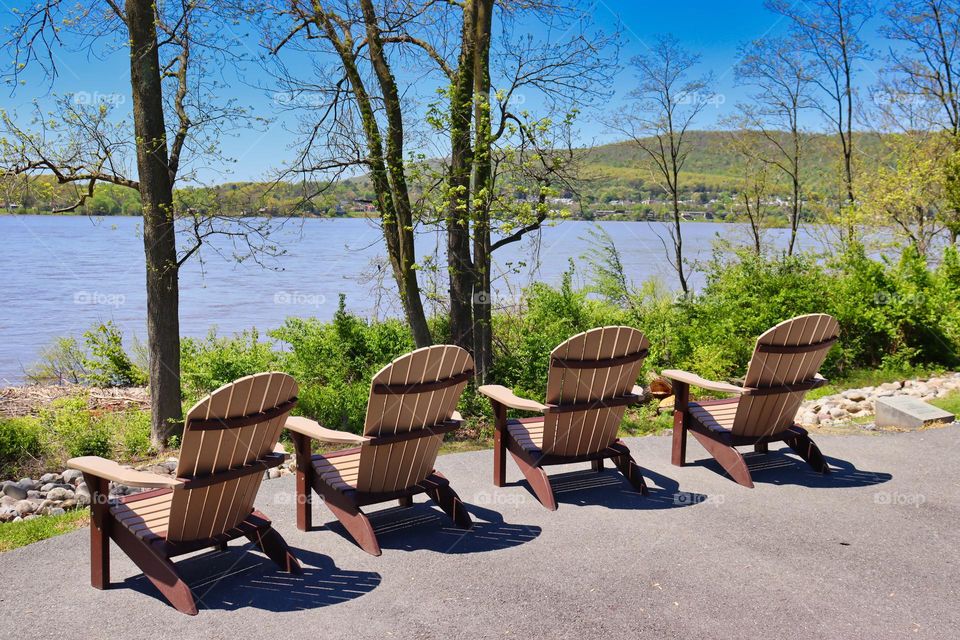 Chairs near water