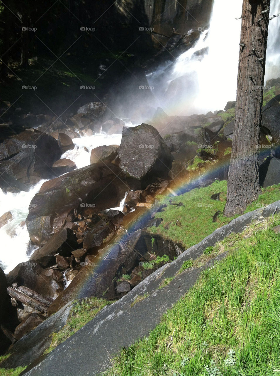 rainbow waterfall falls yosemite by rob_vh