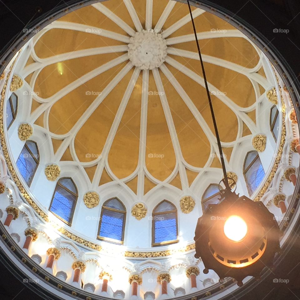 Low angle view of a church ceiling