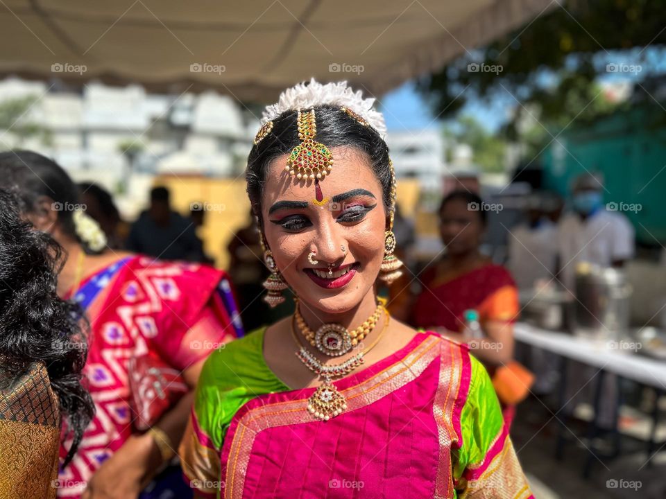 Portrait of an young Bharatanatyam dancer 