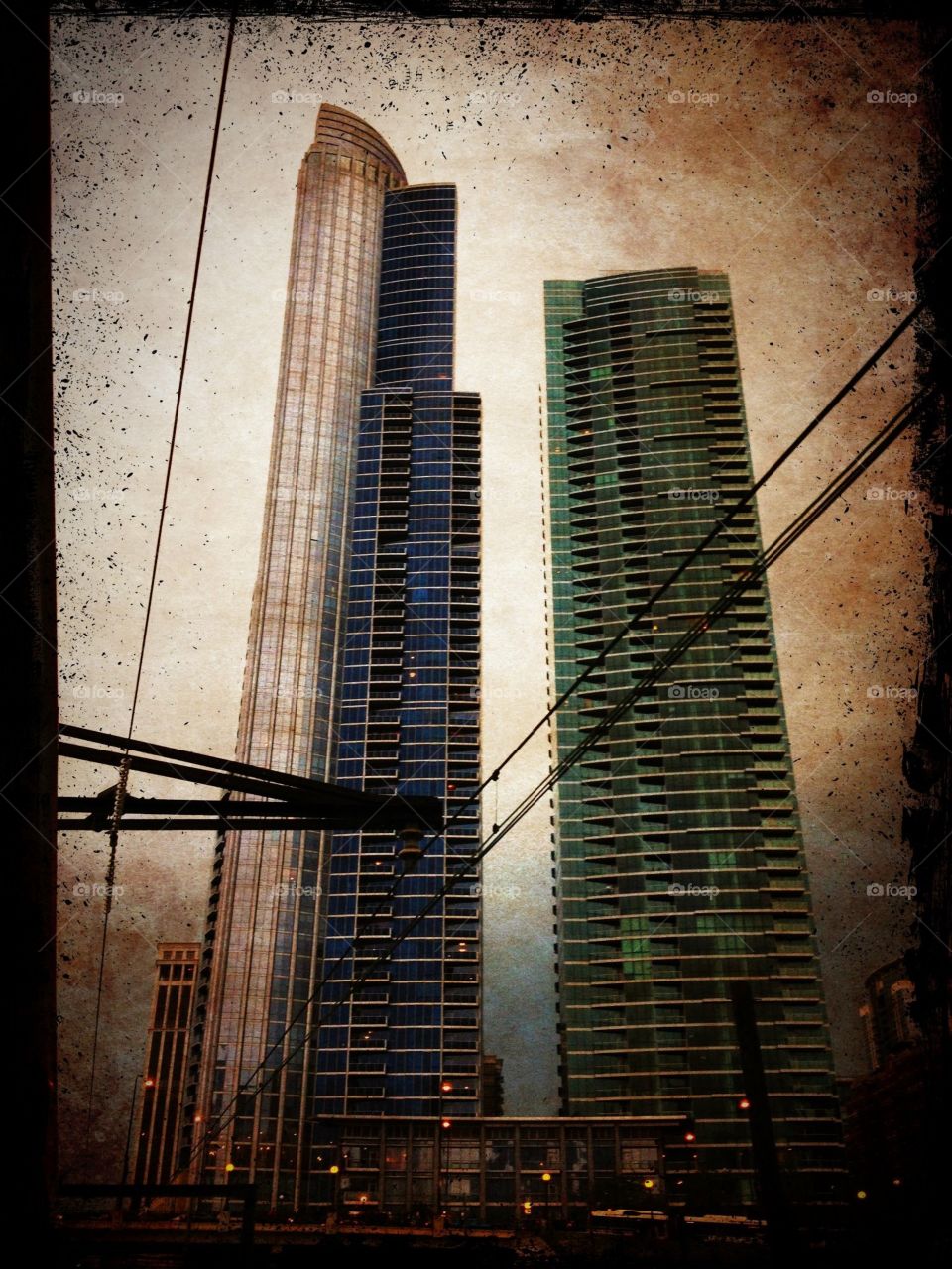 Grainy Chicago Skyscraper Photo Editing