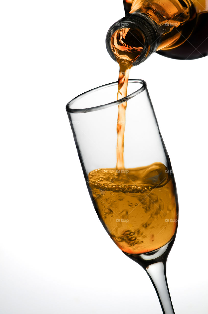 Wine Bottle with Glass on write background