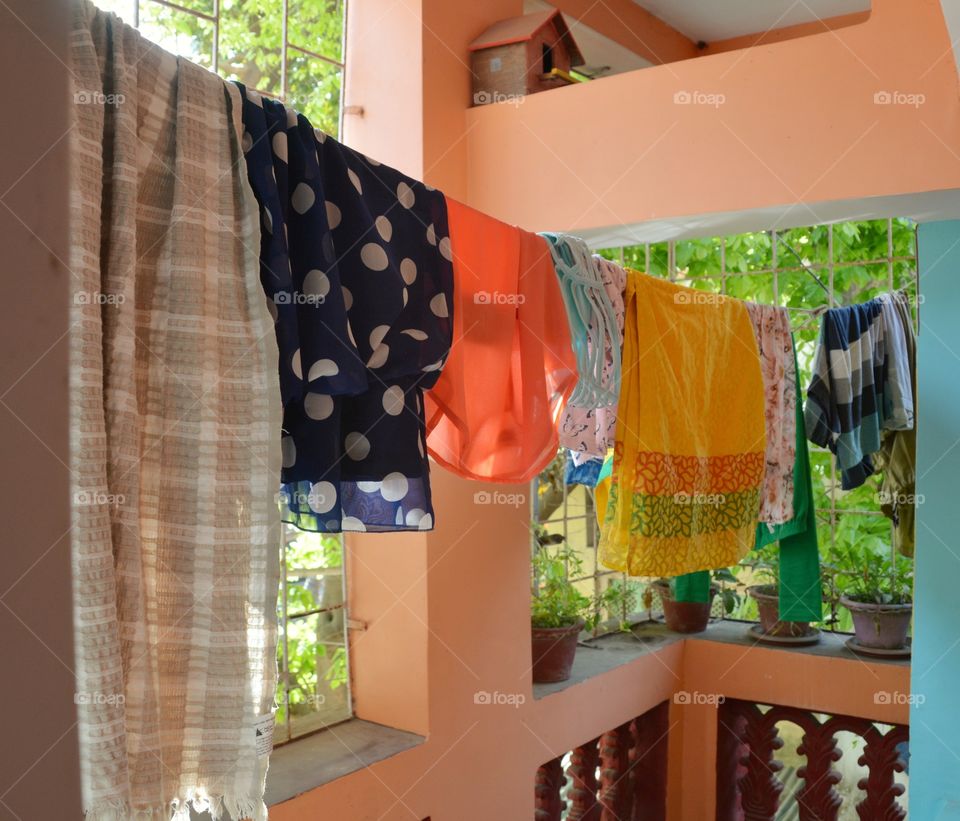 Drying laundry in Balcony