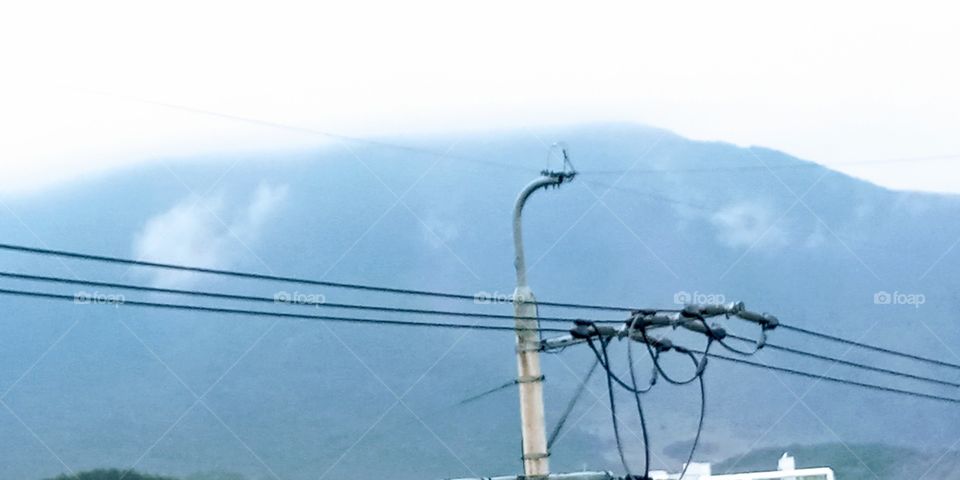 the foggy mountains after the rain.