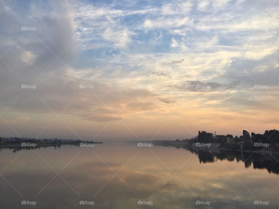 Nile River in Luxor at Sunset 