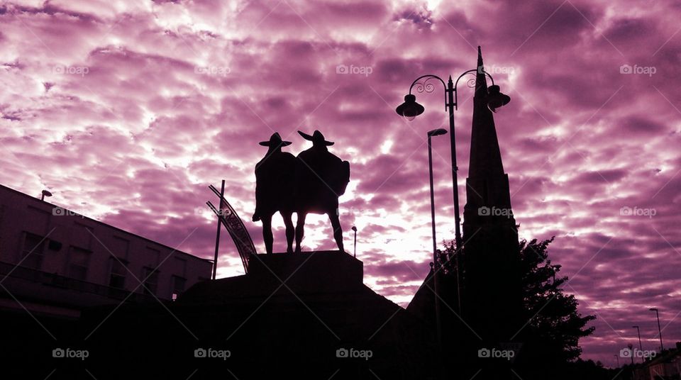 Vikings in purple sky