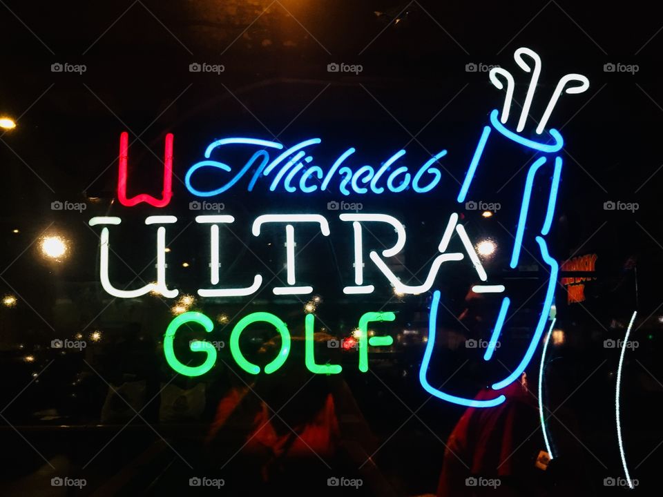 Michelob Ultra Golf neon light bar sign at Gator’s Dockside in Florida 