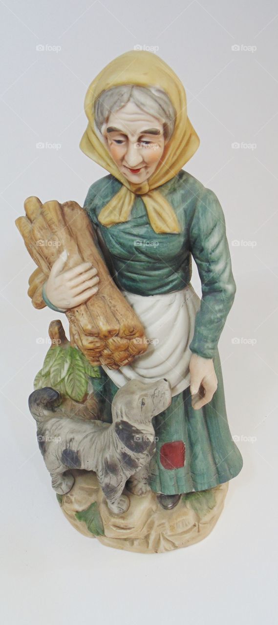 Lady With Fellow Dog Figurine 