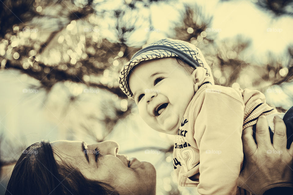 Close-up of mother with her baby boy