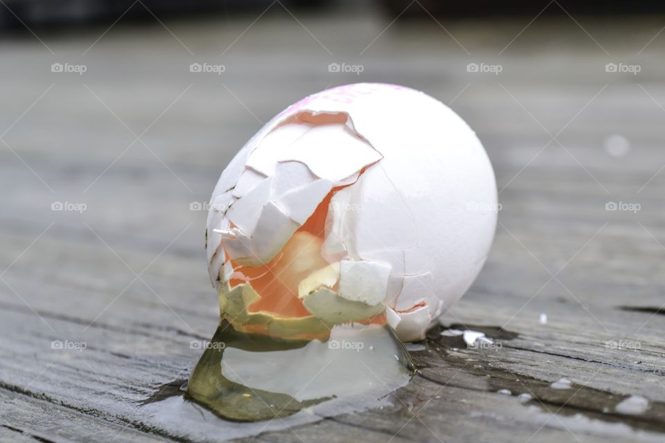 Close-up of broken egg