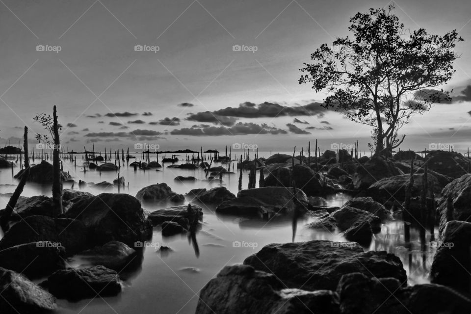 Sunset at Tanjung Dewa Beach, South Borneo, Indonesia.