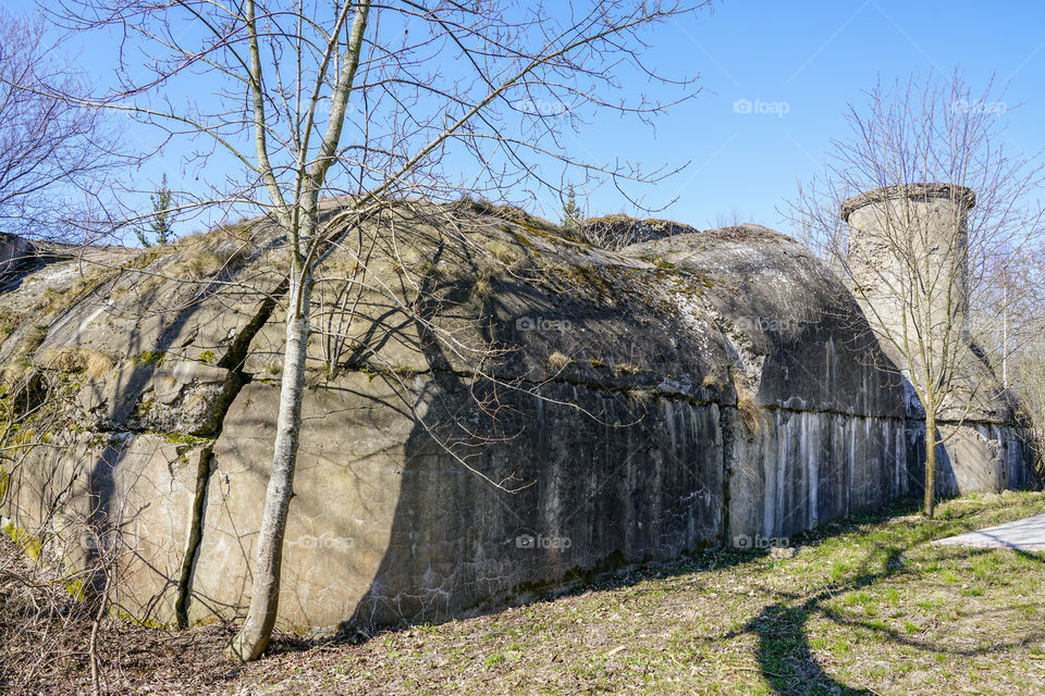 ruins of powder cellar near fortification battery in Liepaja, Latvia, built in 1890-1900