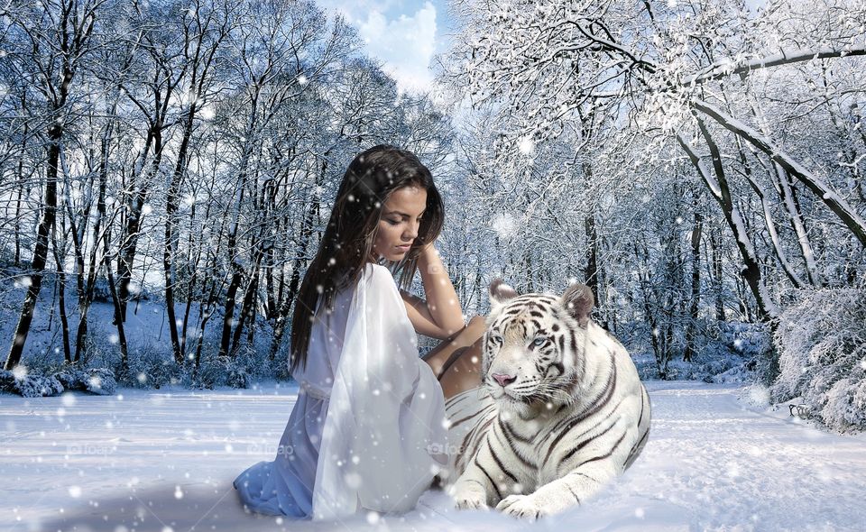 tiger and woman