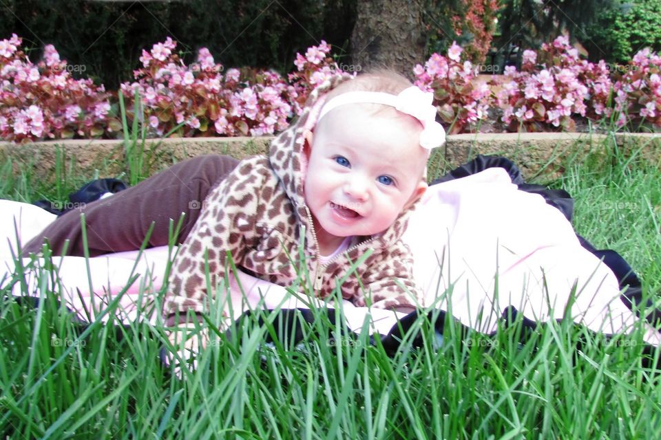 Baby in the grass!. Mila having fun outside 