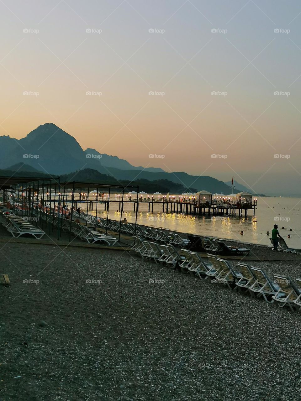 Sunset on the beach in Kemer