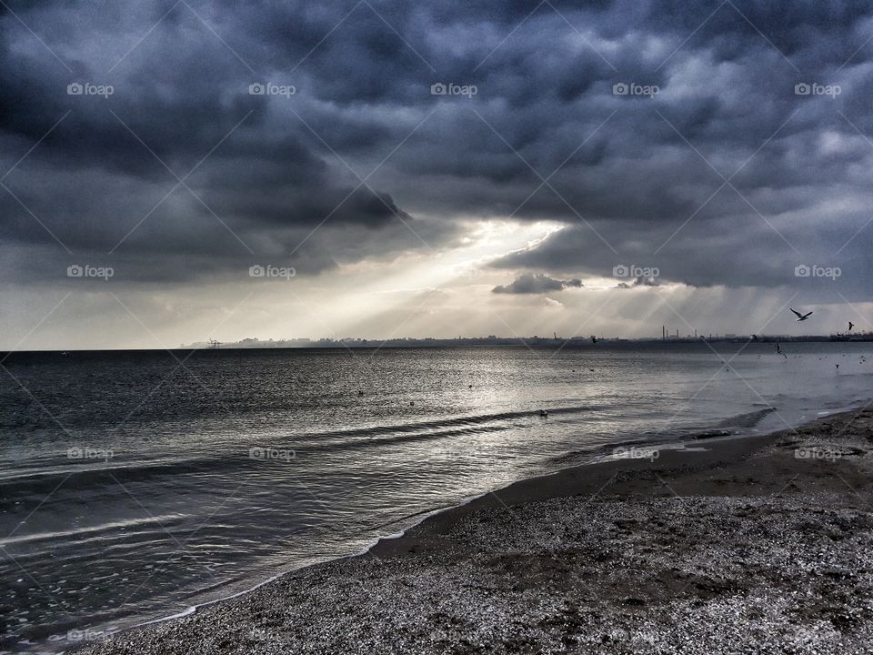thunderclouds on the sea