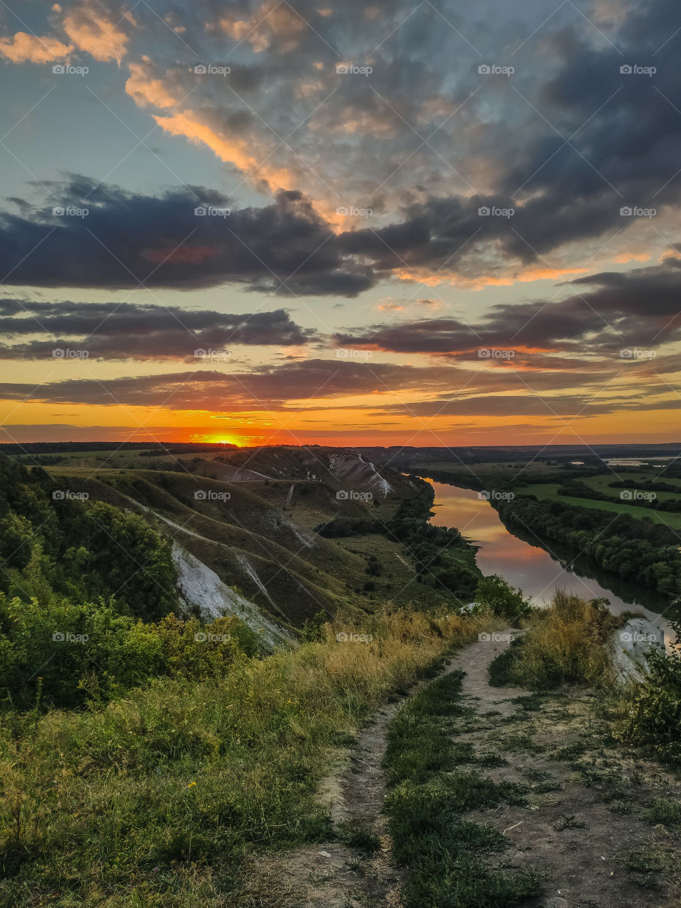 sunset by the river