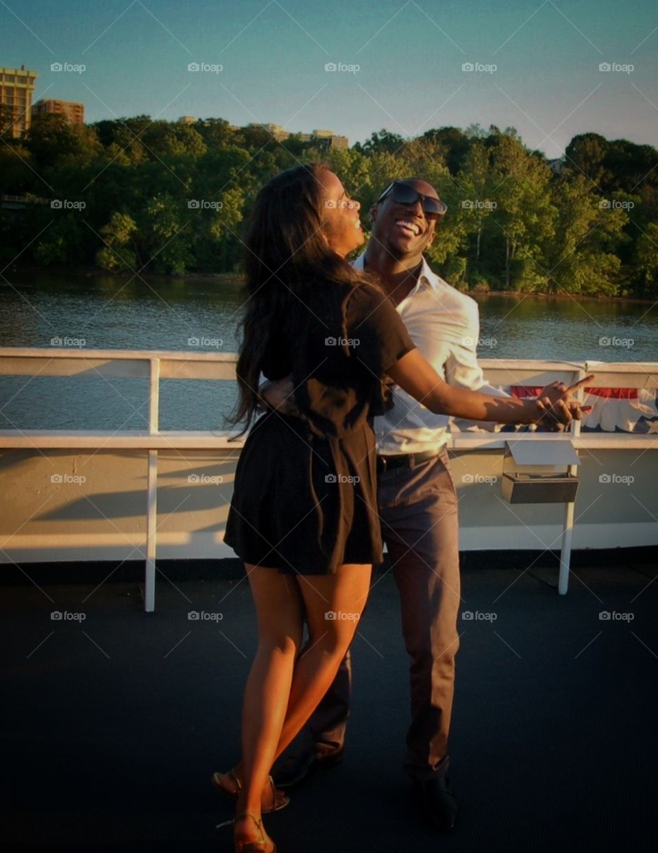 Young African American couple dancing