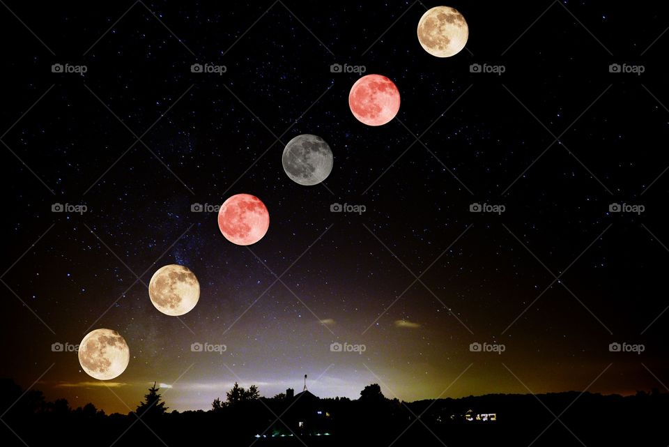 Moon phase. A composite shot of moon phases
