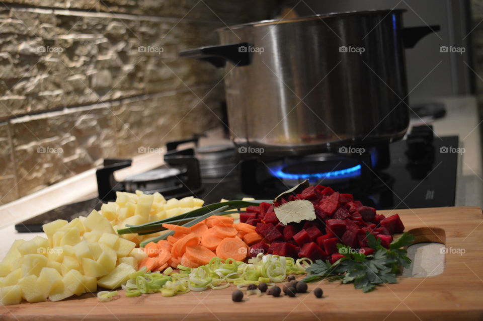 vegetables and spices to prepare a soup