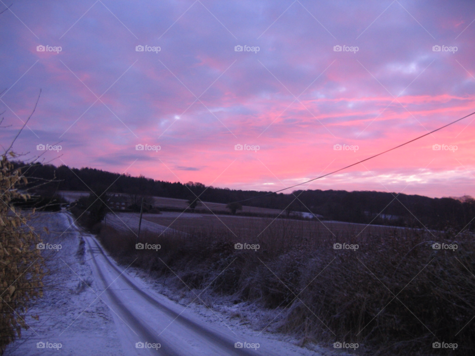 landscape sunrise purple sky snow scene by loz091262