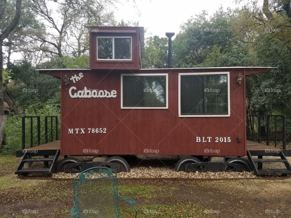 cabin shaped like an old caboose
