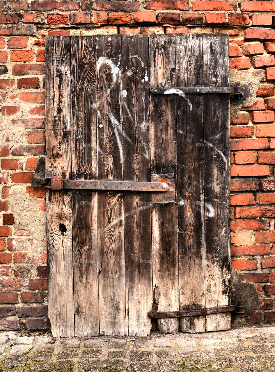 Wooden Door, Brick Wall