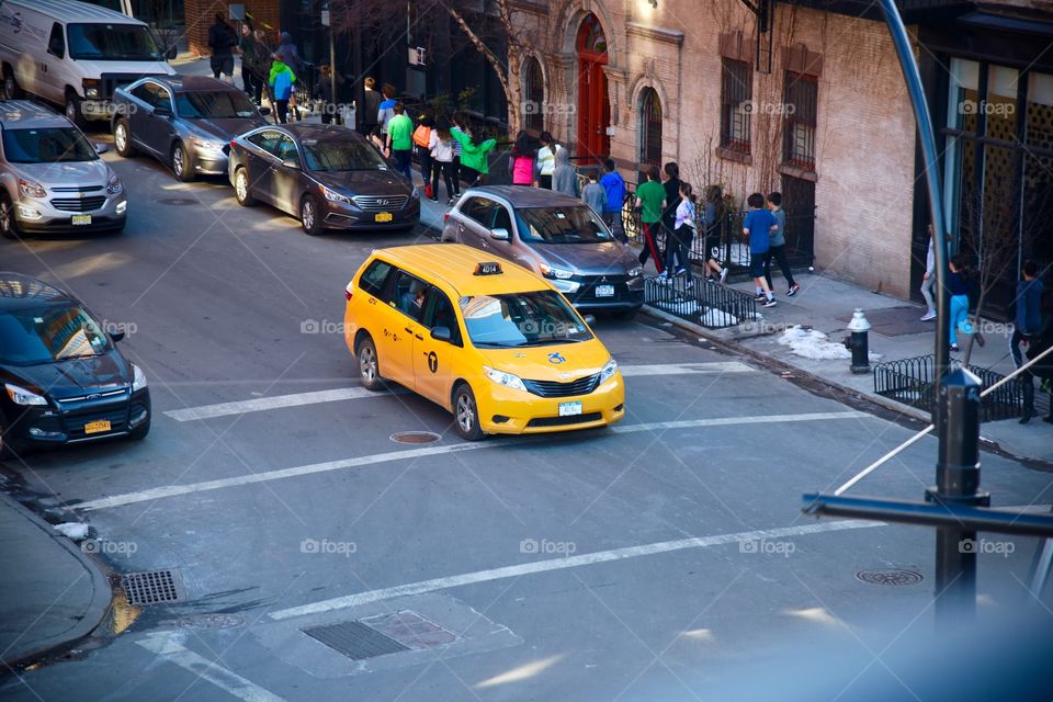 yellow taxi in the city