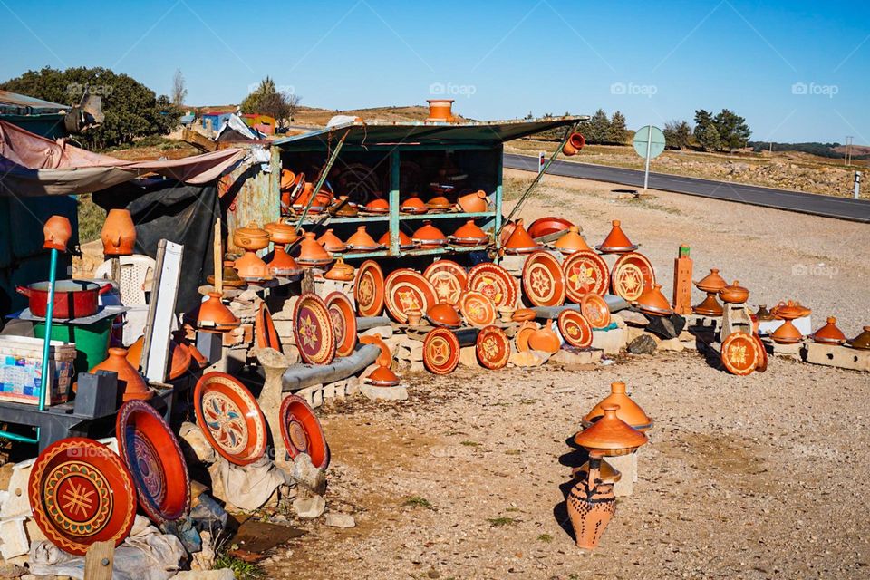 a shop by the roads of the Atlas mountain