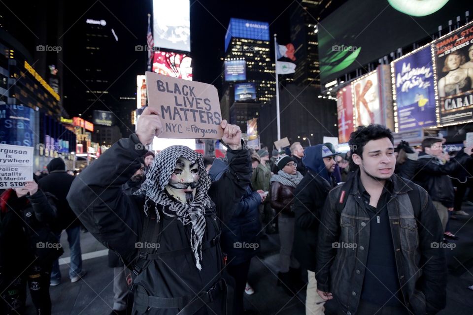 New York City protestors. Protestors in Time Square