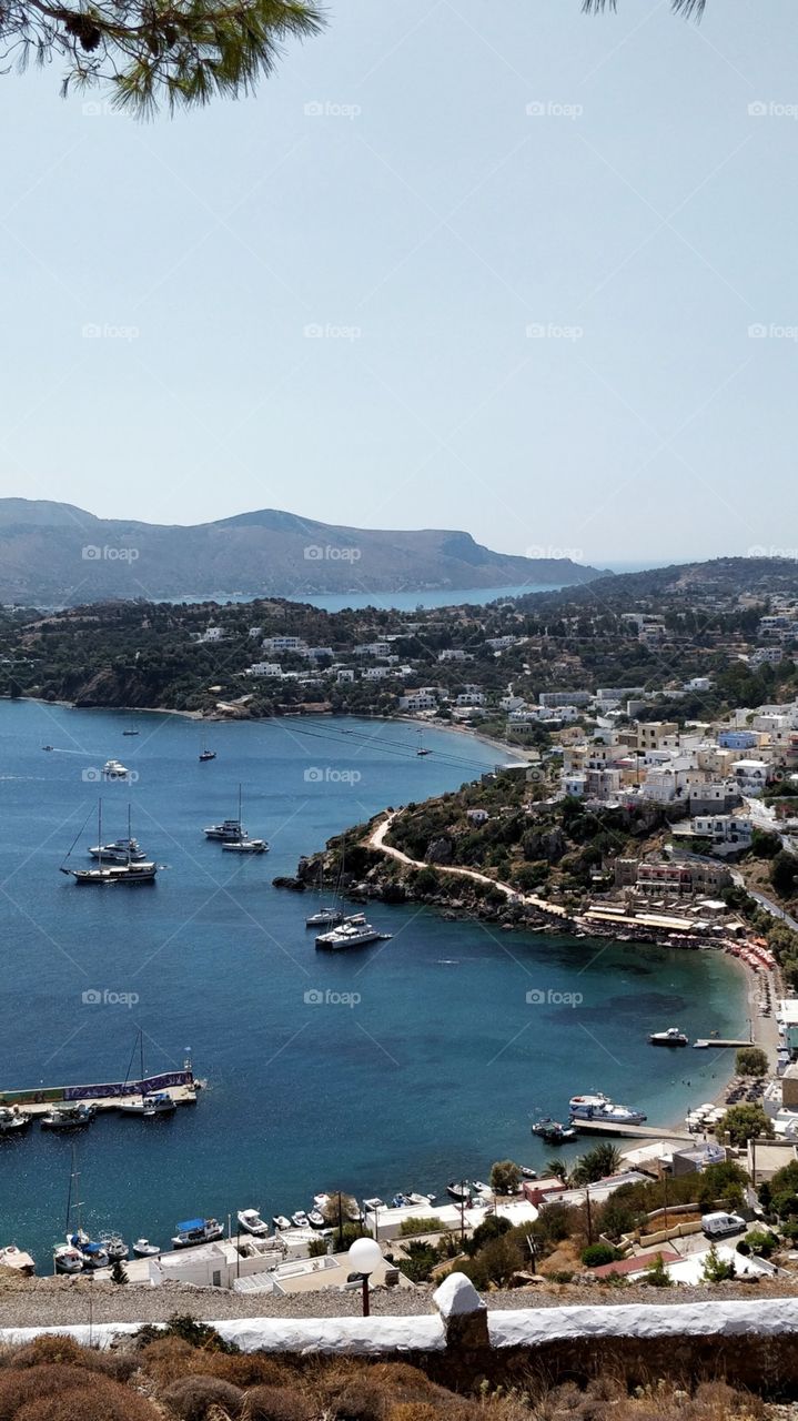 Summer in the Greek islands. panoramic view of the sea