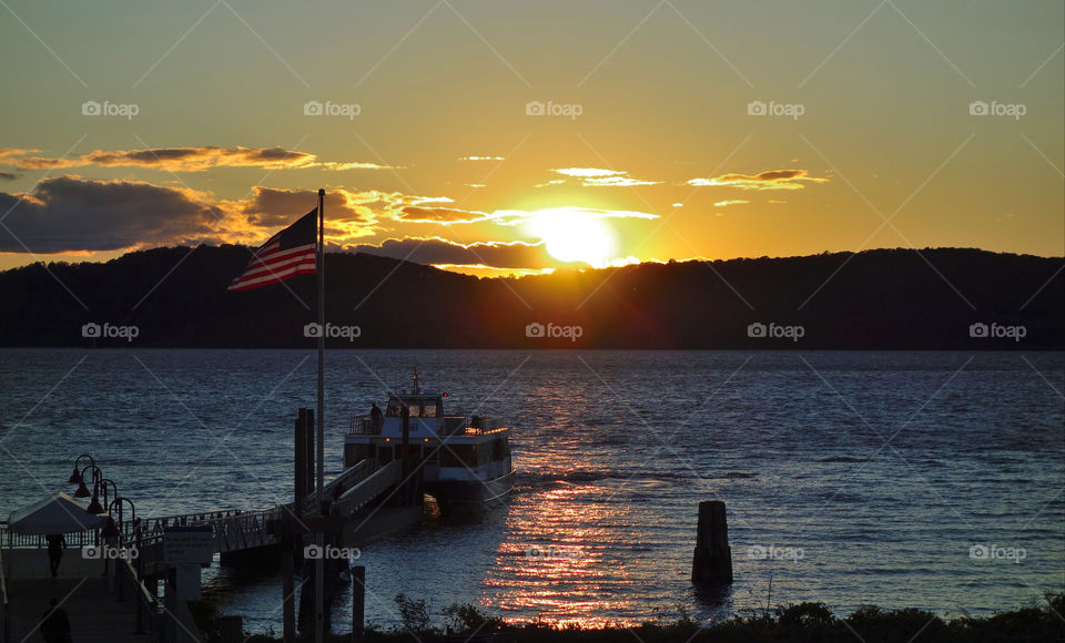 sunset flag ferry american by delvec