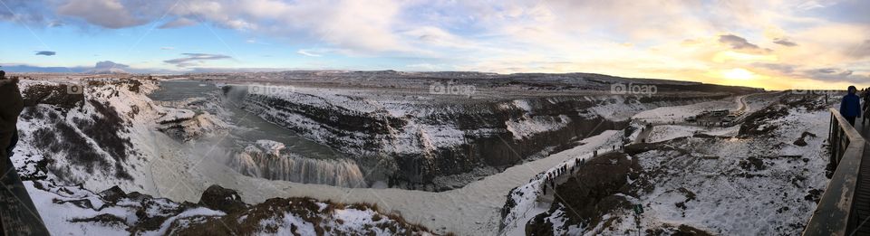 Gullfoss Falls in Iceland. Frozen beauty. 