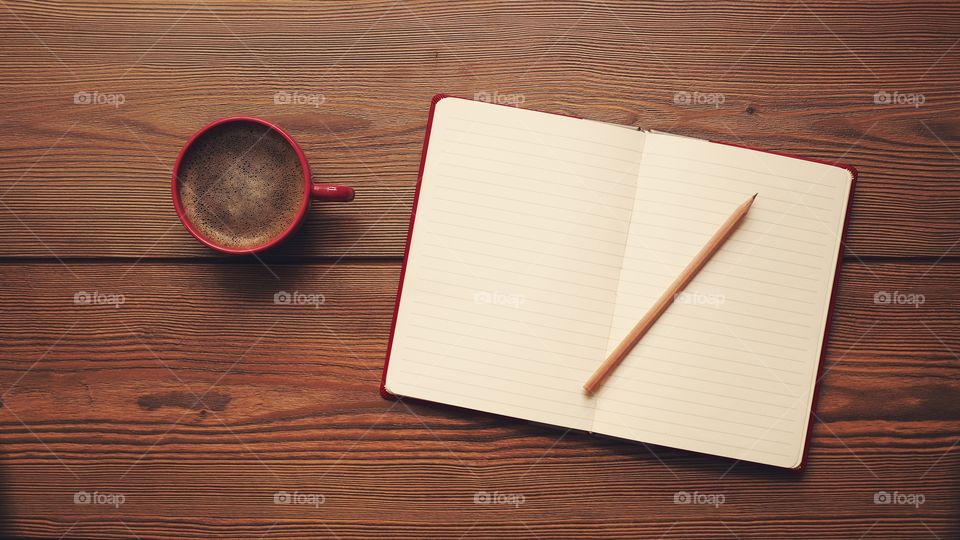 coffee with notebook