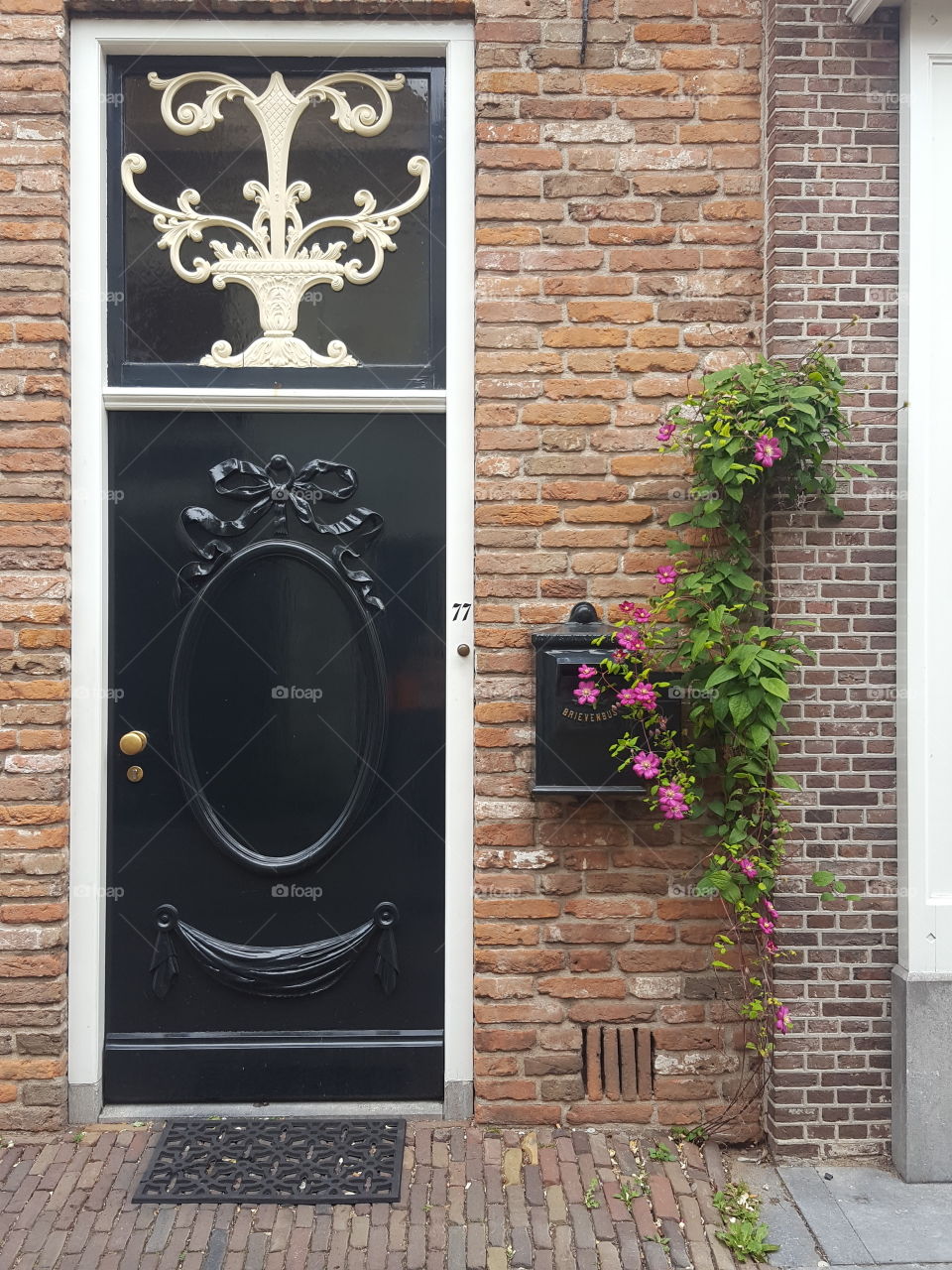 Old door in the centre of a Dutch town.