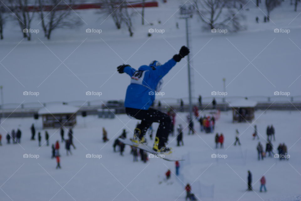 riding from the mountains on skis and skateboards