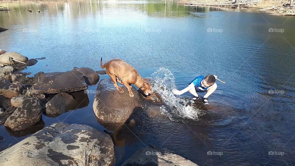 Playing in the water