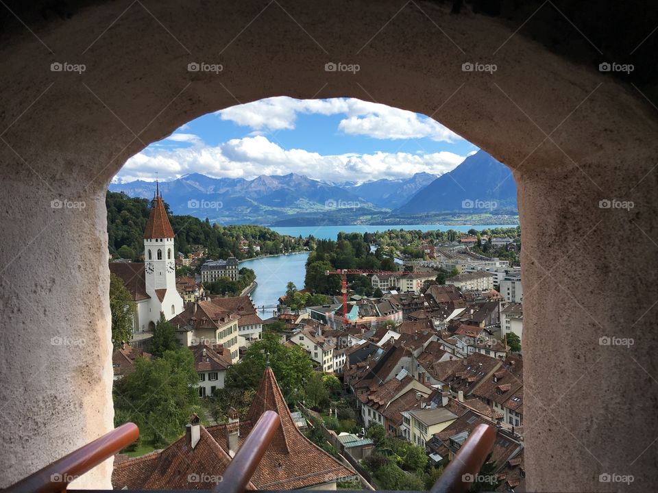 Touret view of Thun from Schloss Thun Switzerland 