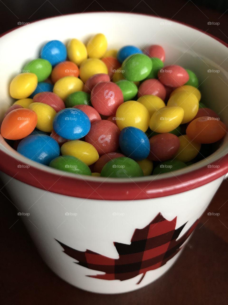 Skittles in a mug