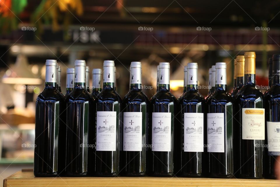 Winebottles on a row