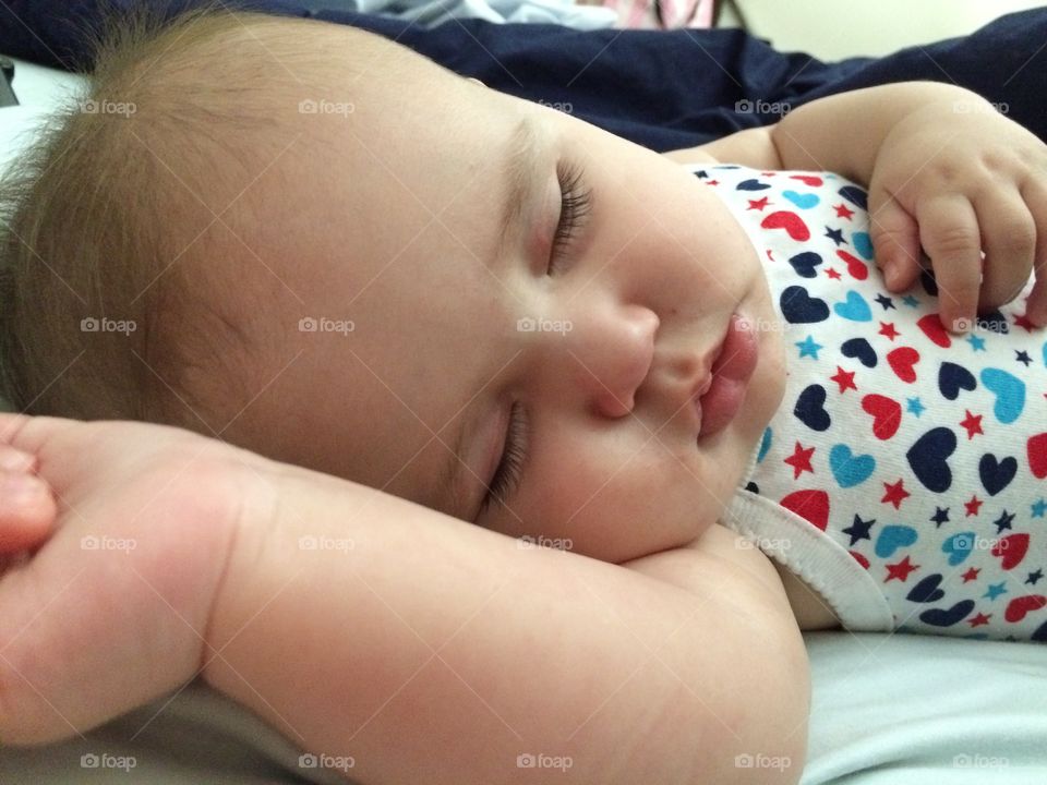 Close-up of sleepy baby face